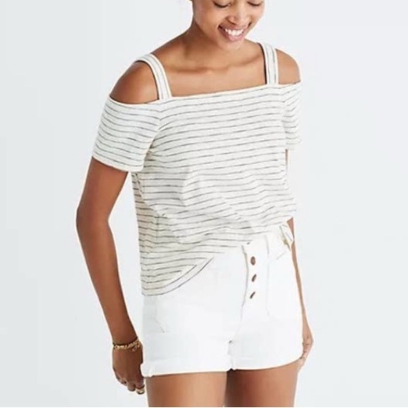 Madewell Striped Off-Shoulder Top - Picture 1 of 3